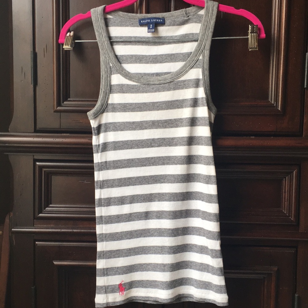 Ralph Lauren grey/white stripped tank top.